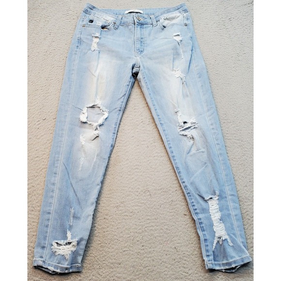 KanCan Jeans Women's‎ 11x29 Blue Denim Cotton Pockets Straight Leg Distressed - Picture 1 of 9
